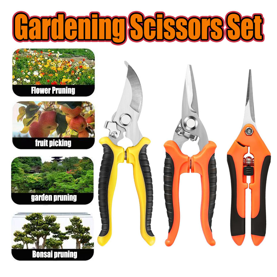 Gardening Tools Pink - 1/3-delige tuinschaarset met ergonomische, antislip handgrepen