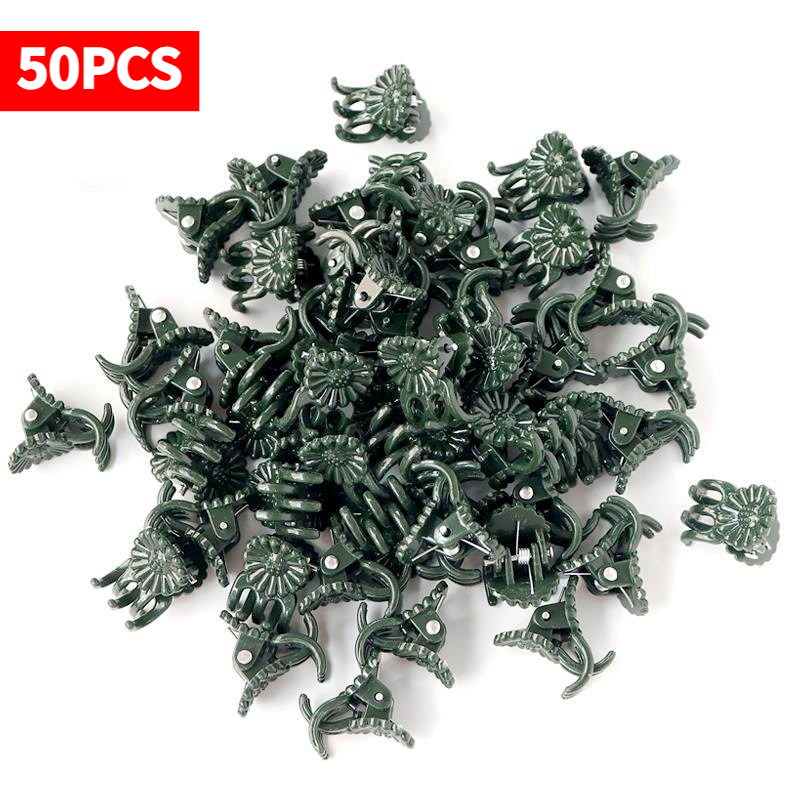 Gardening Tools For Vines - 50 STUKS 5-Klauw Donkergroene Plantenklemmen Orchideeën